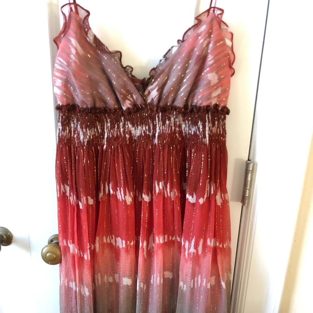 BCBG Sparkly Ombré Sundress with Ruffle Trim